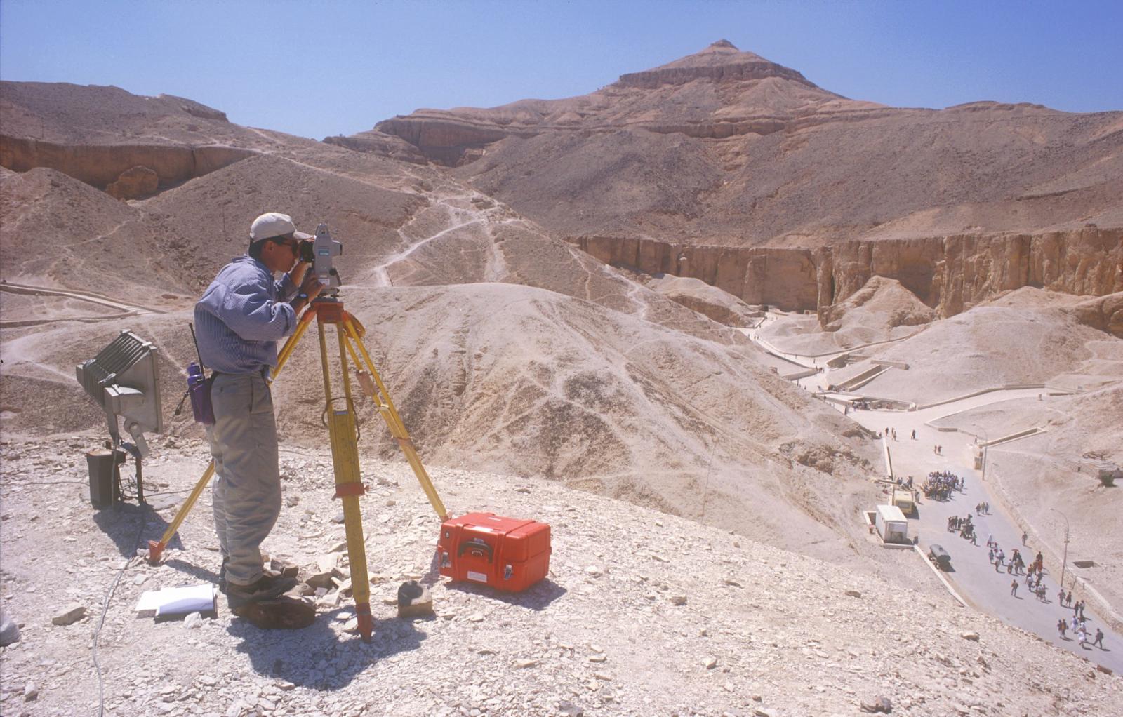 Walton Chan surveying from hilltop above KV 3.