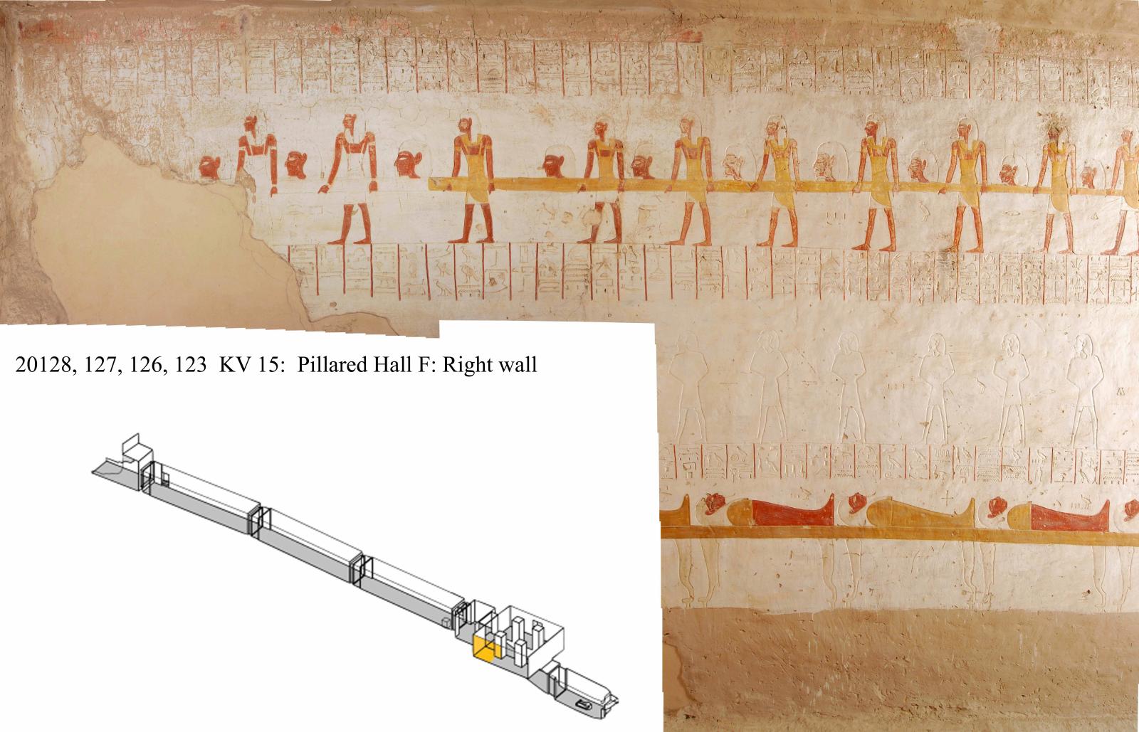 Right wall, chamber F.