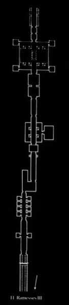 Plan of Royal tomb: Rameses III (Valley of the Kings, KV 11).