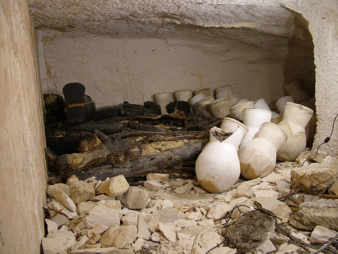 The contents of KV 63 after its discovery.